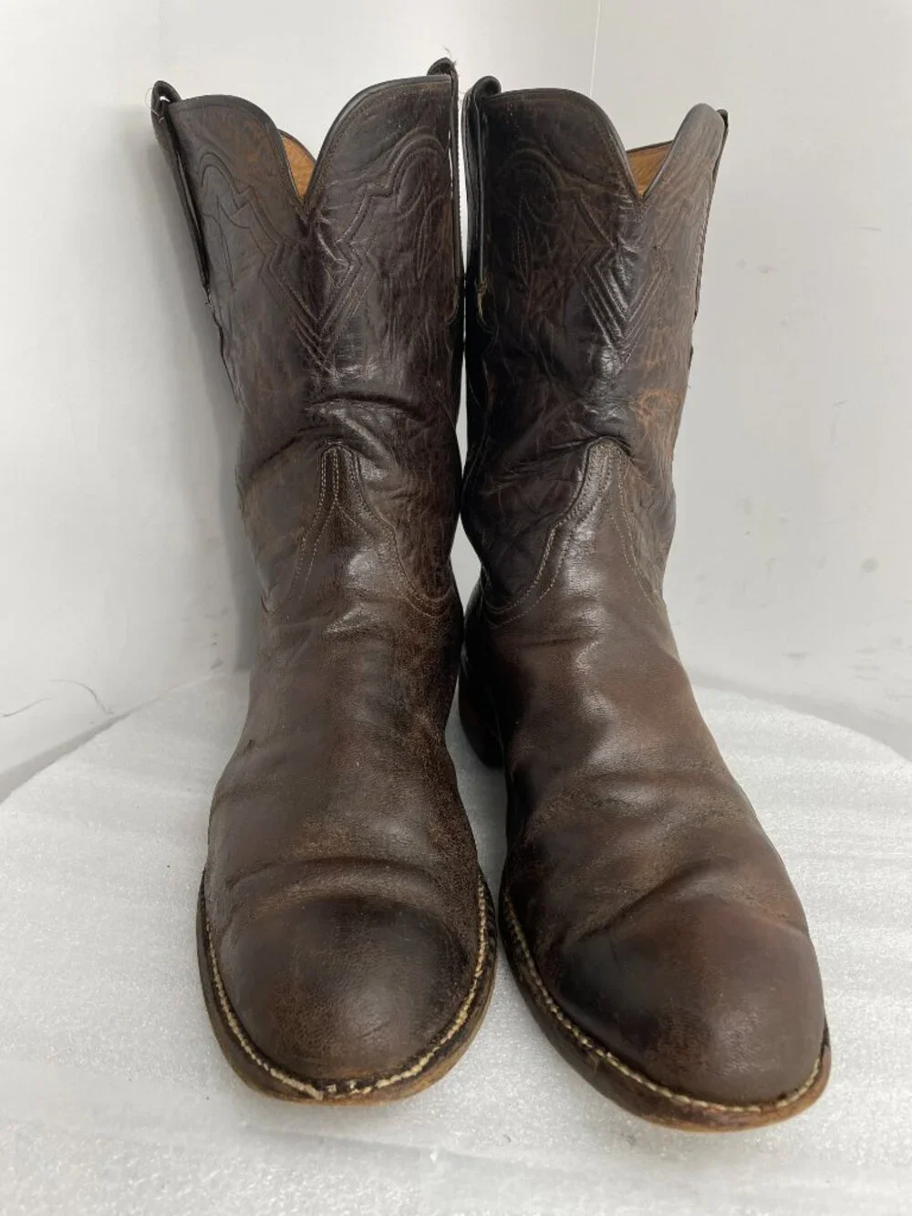 Vintage Lucchese Classics Western Cowboy Boots Brown Leather Men's  10.5 EE Wide